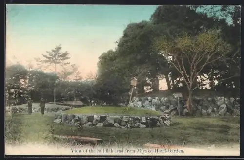 AK Miyako, View of teh hill flak lead from Miyako-Hotel-Garden