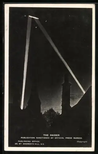 AK The Raider, Zeppelin in der Luft bei Nacht