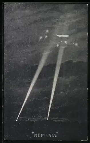 AK Britische Flugabwehr beschiesst deutschen Zeppelin