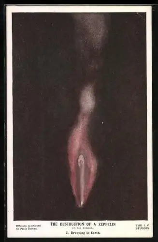 AK The Destruction Of A Zeppelin, Dropping to Earth