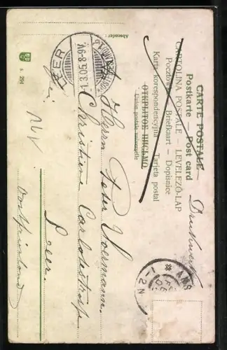 AK Frau im Kleid auf Fahrrad