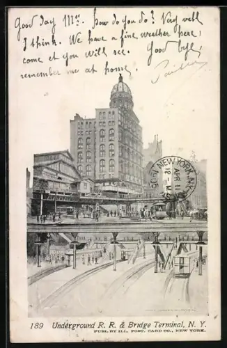 AK New York, NY, Underground R. R. & Bridge Terminal, U-Bahn