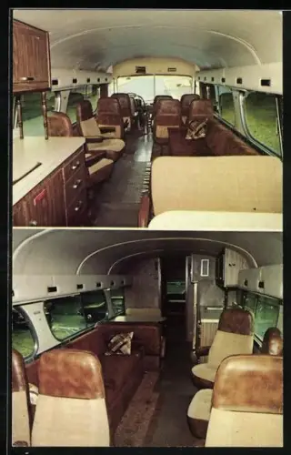 AK Royal Coach Transportation Company, interior of a modern intercity parlor coach, Autobus