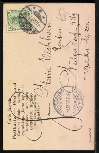 Künstler-AK Frühes Automobil völlig zerstört nach Unfall