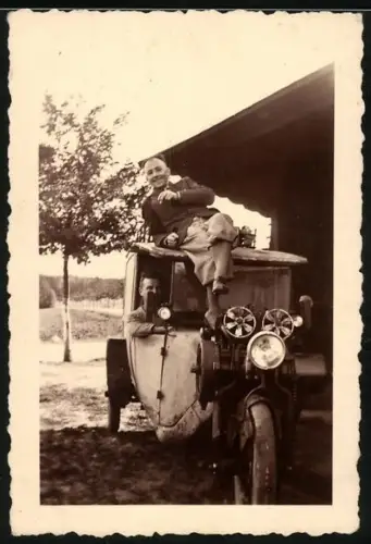 Fotografie Motorrad Phänomobil, Dreirad mit zwei Lüftern für den Motor