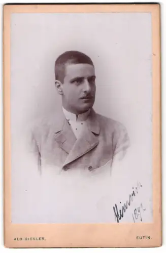 Fotografie Alb. Giesler, Eutin, Portrait Baron Heinrich von der Kettenburg, 1892 mit Autograph