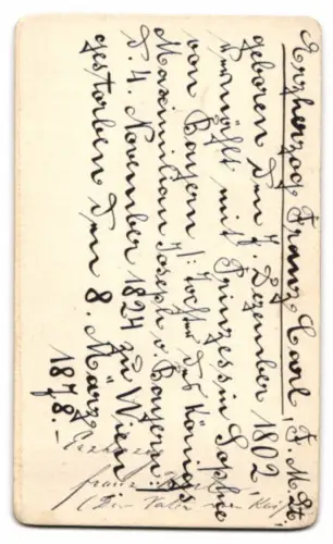 Fotografie Portrait Erzherzog Franz Karl von Österreich, Vater des späteren Kaiser Franz Joseph I. von Österreich