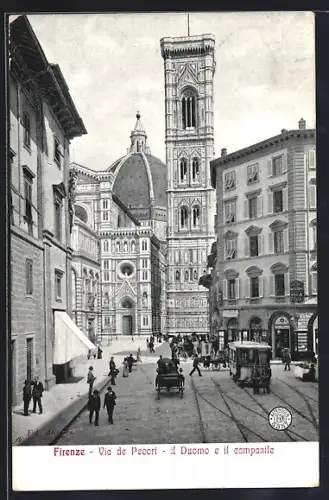 AK Firenze, Strassenbahn auf der Via dei Pecori