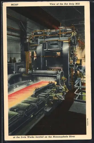 AK View of the Hot Strip Mill at the Irvin Works located on the Monongahela River, Inneres einer Stahlfabrik