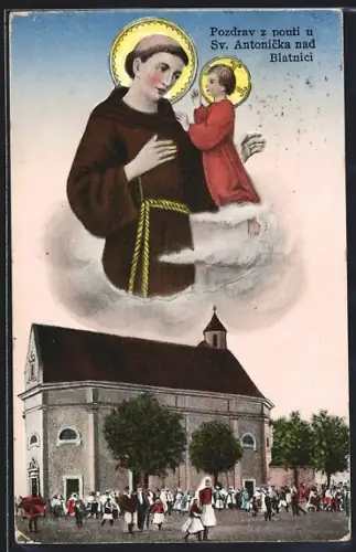 Künstler-AK Blatnice, Heiliger Antonius und Kapelle