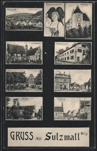 AK Sulzmatt /O. Els., Collage de vues locales et scènes de village