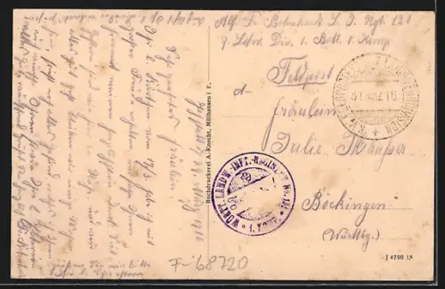 AK Hochstatt i. E., Geschäft von Charles Neff, Totalansicht