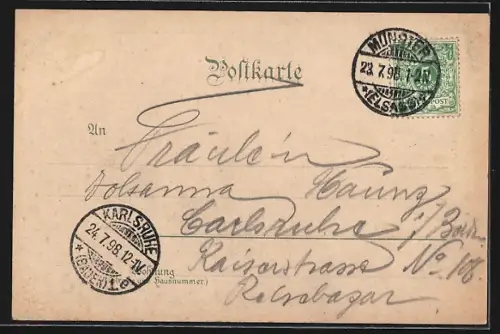 Lithographie Munster, Schluchttunnel, Fischboedle, Totalansicht