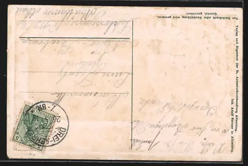 Präge-Lithographie Drei Aehren, Trompeter von Säckingen, Ortsansicht