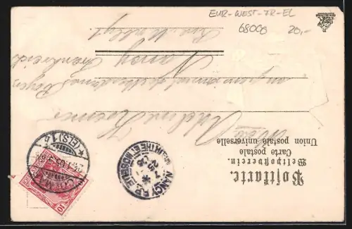 Präge-Lithographie Colmar i. Els., Rue des Clefs et commerces animés