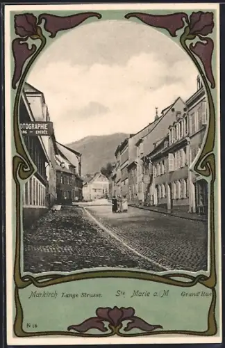 AK Markirch, Lange Strasse im Jugendstil-Passepartout