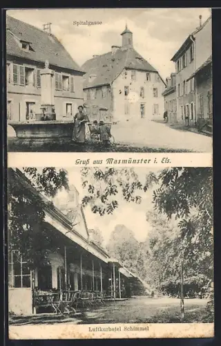 AK Masmünster i. Els, Spitalgasse, Luftkurhotel Schimmel