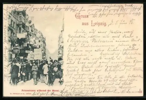 AK Leipzig, Petersstrasse während der Messe