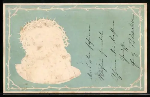 Präge-AK Christus mit Dornenkranz