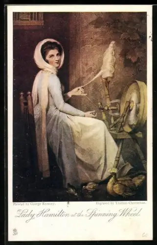 Künstler-AK Raphael Tuck & Sons Nr. 2650: Lady Hamilton at the Spinning Wheel