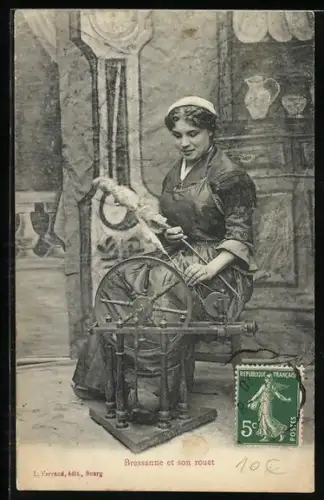 AK Bressanne et son rouet, Spinnrad