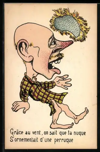 AK Figur mit roter Nase und Sonnenblume, Karikatur