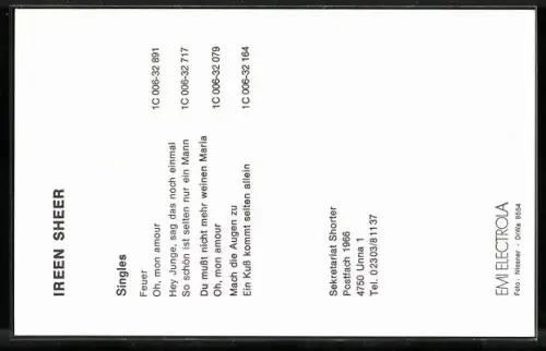 AK Musikerin Ireen Sheer in roter Kleidung, Autograph