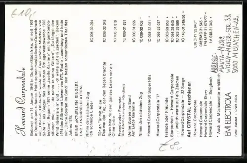 AK Musiker Howard Carpendale in blauem Hemd, Autograph