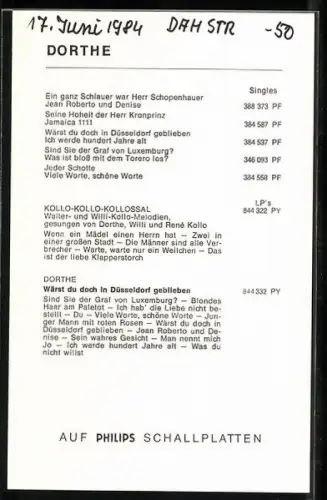 AK Musikerin Dorthe lächelnd im Porträt, Autograph