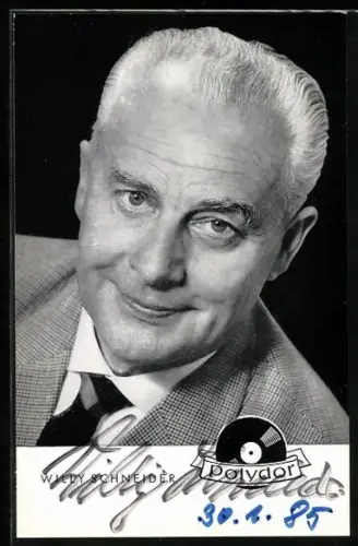 AK Musiker Willy Schneider im Anzug mit Krawatte, Autograph