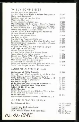 AK Musiker Willy Schneider im Anzug mit Krawatte, Autograph