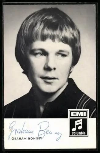 AK Musiker Graham Bonney mit Topfhaarschnitt, Autograph