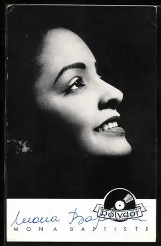 AK Musikerin Mona Baptiste im Profil, Autograph