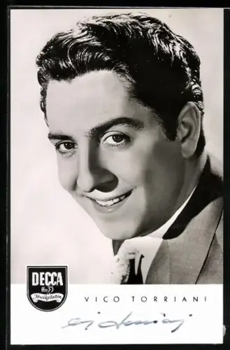 AK Musiker Vico Torriani lächelnd im Porträt, Autograph