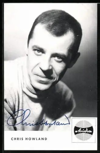 AK Musiker Chris Howland lächlend im Porträt, Autograph