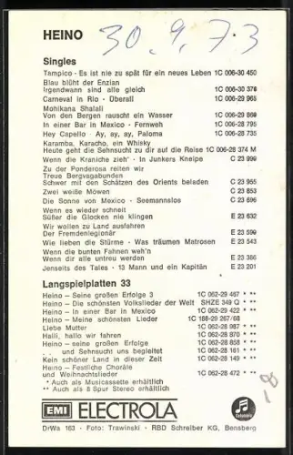 AK Musiker Heino mit Sonnenbrille und Rollkragenpullover, Autograph