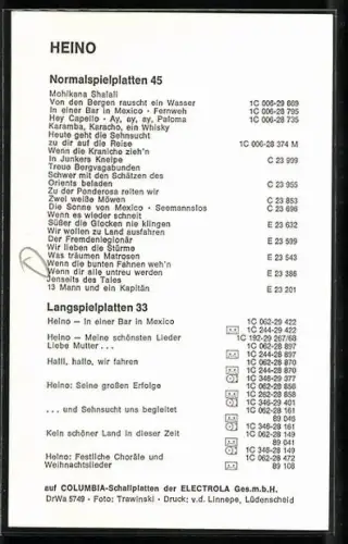 AK Musiker Heino im Porträt, Autograph