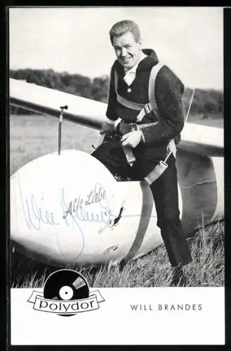 AK Musiker Will Brandes mit Flugzeug Alte Liebe, Autograph