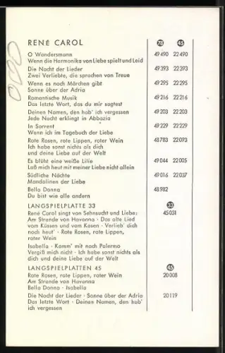 AK Musiker Renè Carol fragend zur Seite schauend, Autograph