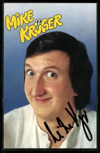 AK Musiker Mike Krüger in die Kamera blickend, Autograph