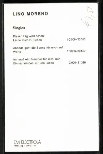 AK Musiker Lino Moreno im Porträt, Autograph