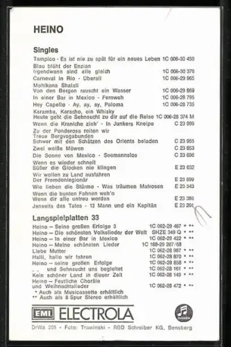 AK Musiker Heino mit Brille porträtiert, Autograph