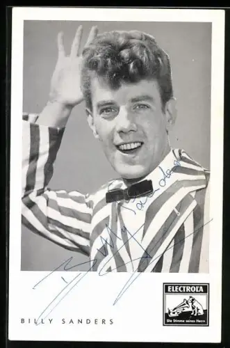 AK Musiker Billy Sanders winkt mit der Hand, Autograph