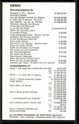 AK Musiker Heino in brauner Lederjacke, Autograph