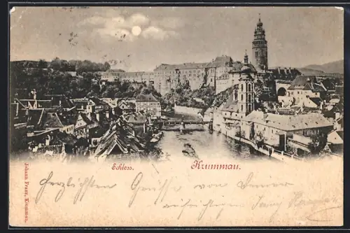 AK Krummau, Blick zum Schloss