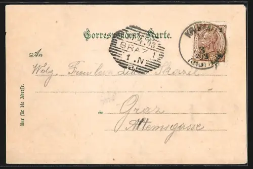 AK Krummau, Blick zum Schloss