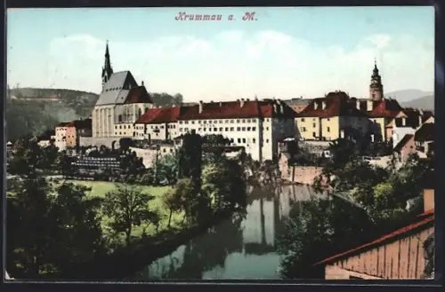 AK Krummau a. M., Flusspartie im Ort