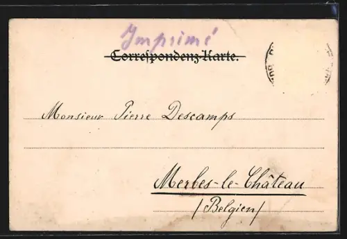 AK Budweis, Ortsansicht mit Blick zur Kirche