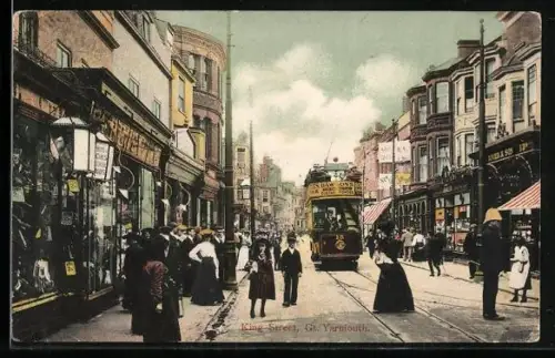 AK Gt. Yarmouth, King Street, Strassenbahn