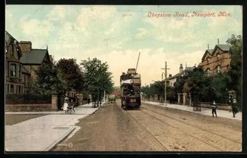 AK Newport, Chepstow Road, Strassenbahn